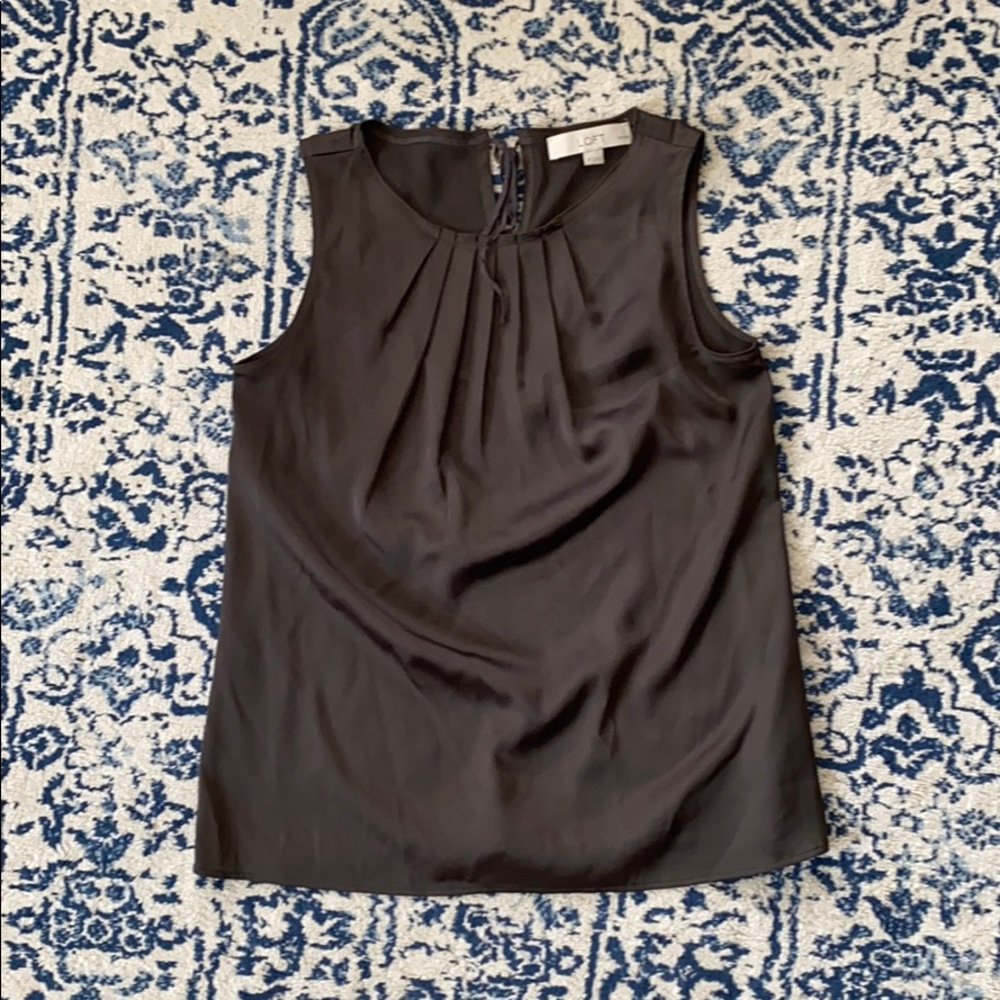Olive Green/Gray Sleeveless metallic top LOFT XSP